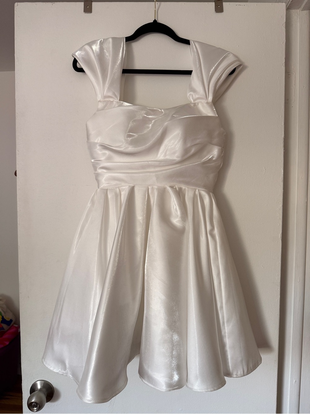 Amazon White Satin Fit-and-Flare Wedding Dress